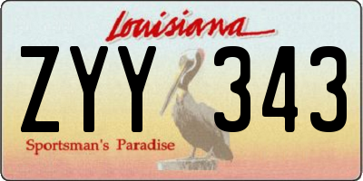 LA license plate ZYY343