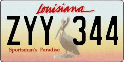 LA license plate ZYY344