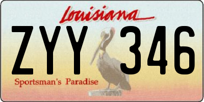 LA license plate ZYY346