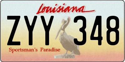 LA license plate ZYY348