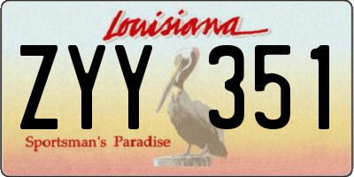 LA license plate ZYY351
