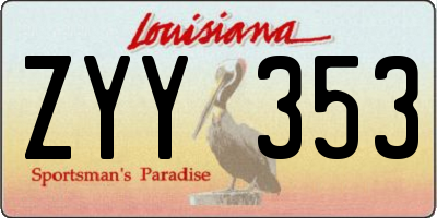 LA license plate ZYY353