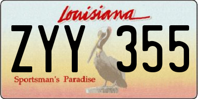 LA license plate ZYY355