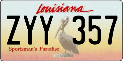 LA license plate ZYY357