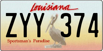 LA license plate ZYY374