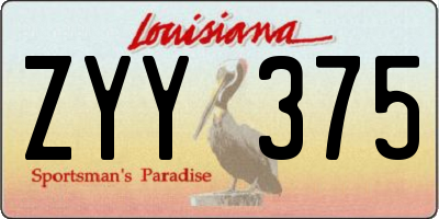 LA license plate ZYY375