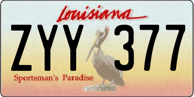LA license plate ZYY377