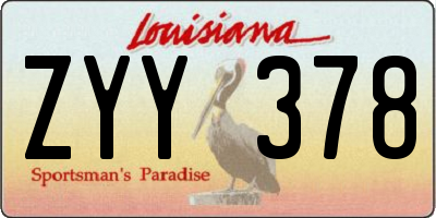 LA license plate ZYY378