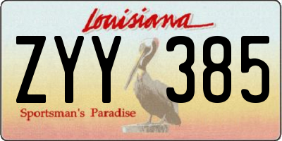 LA license plate ZYY385