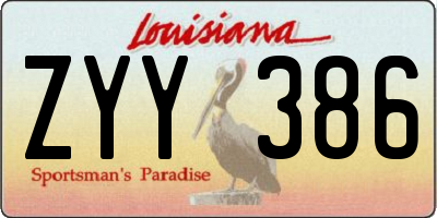 LA license plate ZYY386