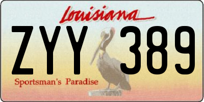 LA license plate ZYY389