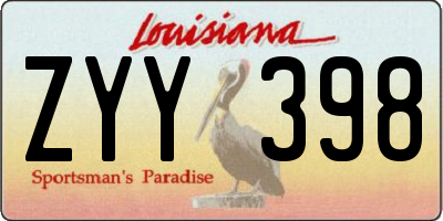 LA license plate ZYY398