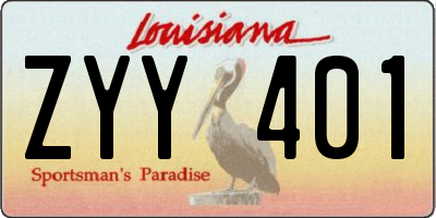 LA license plate ZYY401