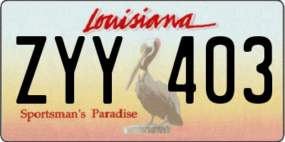 LA license plate ZYY403