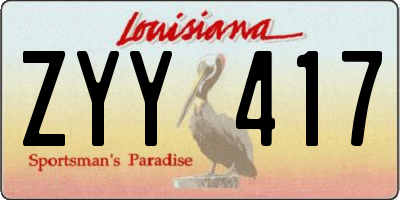 LA license plate ZYY417