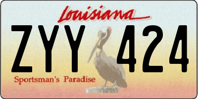 LA license plate ZYY424