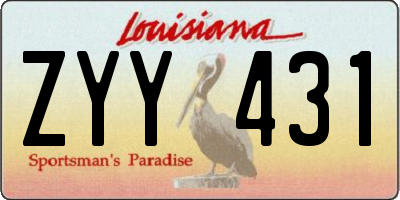 LA license plate ZYY431