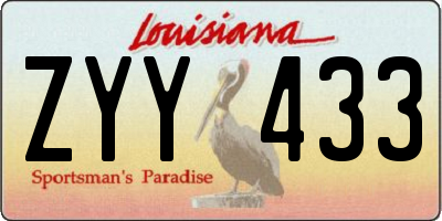 LA license plate ZYY433