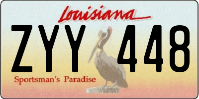 LA license plate ZYY448