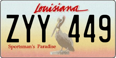 LA license plate ZYY449