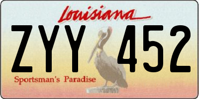 LA license plate ZYY452