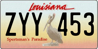 LA license plate ZYY453