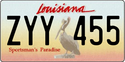 LA license plate ZYY455