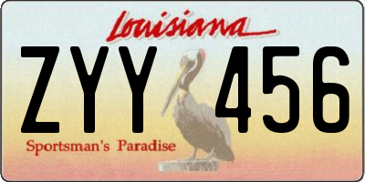 LA license plate ZYY456