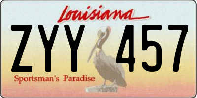 LA license plate ZYY457