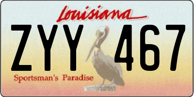 LA license plate ZYY467