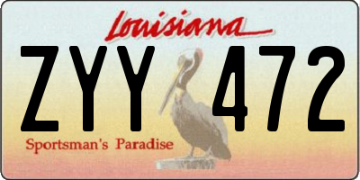 LA license plate ZYY472