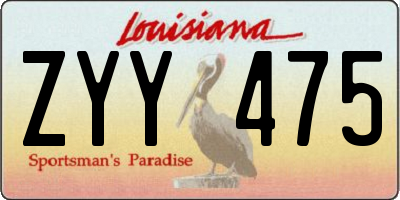 LA license plate ZYY475