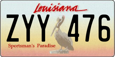 LA license plate ZYY476