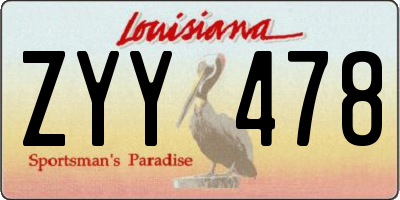 LA license plate ZYY478