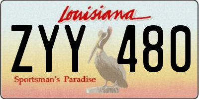 LA license plate ZYY480