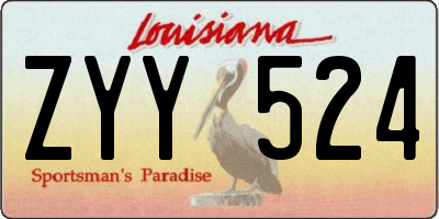 LA license plate ZYY524