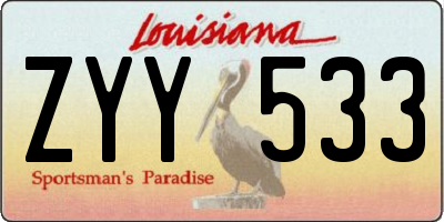 LA license plate ZYY533