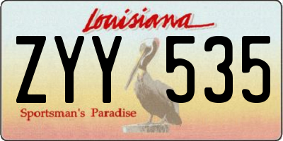 LA license plate ZYY535