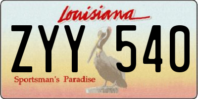 LA license plate ZYY540