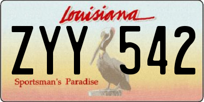 LA license plate ZYY542