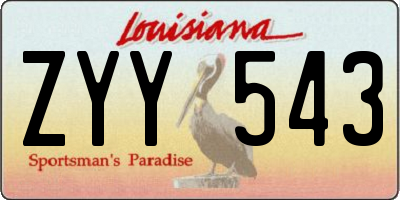 LA license plate ZYY543
