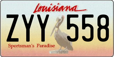 LA license plate ZYY558