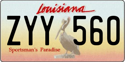 LA license plate ZYY560