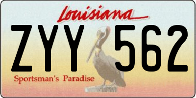 LA license plate ZYY562