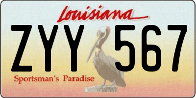 LA license plate ZYY567