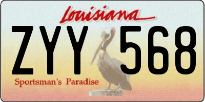 LA license plate ZYY568