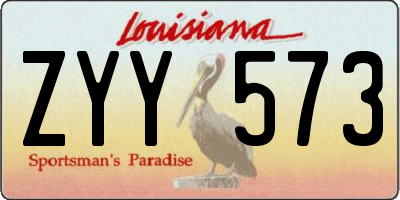 LA license plate ZYY573