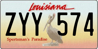 LA license plate ZYY574