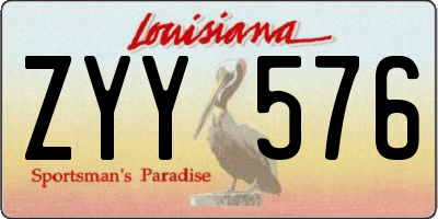 LA license plate ZYY576