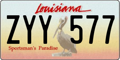 LA license plate ZYY577